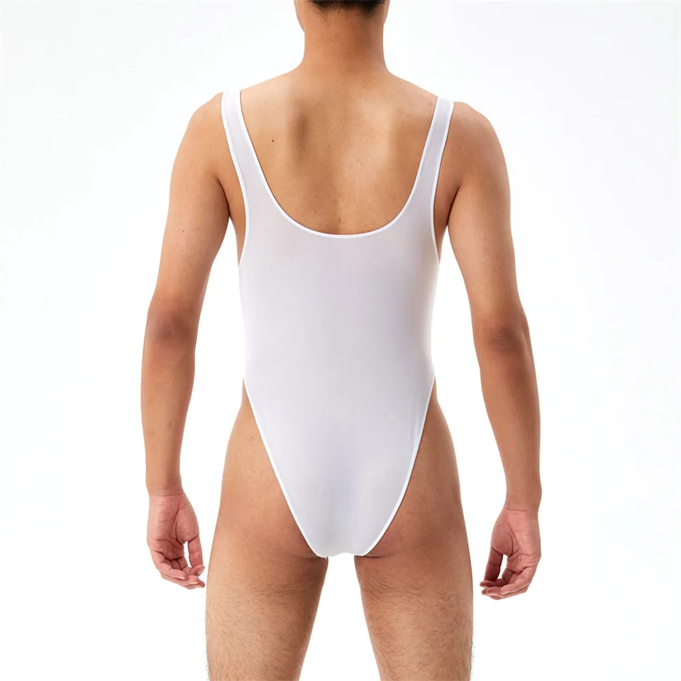 Mens BodyStocking BodySuit U konvexné veľké vrecko spodná bielizeň Bodysuit krátky rukáv Slim Romper sklikania Slim Romper