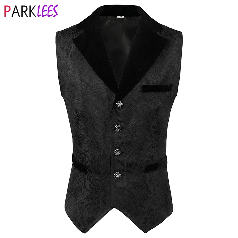 Mens Jacquard viktoriánsky parný parný oblek vesta gotická stredoveké rukávy bez rukávov Pánske pódium Cosplay prom halloween kostýmy 3xl