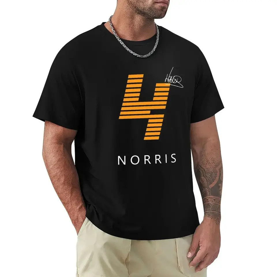Mens Lando Norris F1 Mens košeľa čierne tričko bavlnené topy košele oblečenie klasické preteky