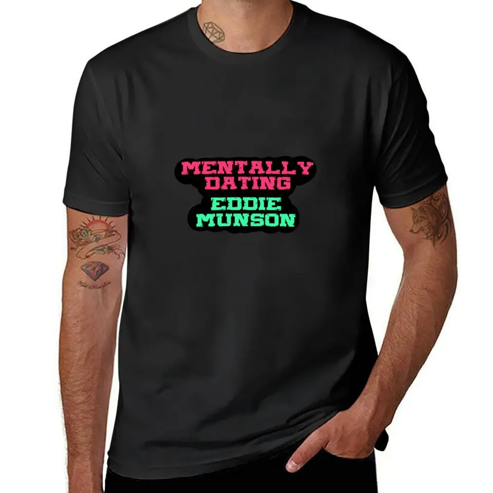 Mentálne zoznamovanie Eddie Munson Sticker ... Tričko Tričko Grafické odpaliská Roztomilé oblečenie nadrozmerné muži Men tričká