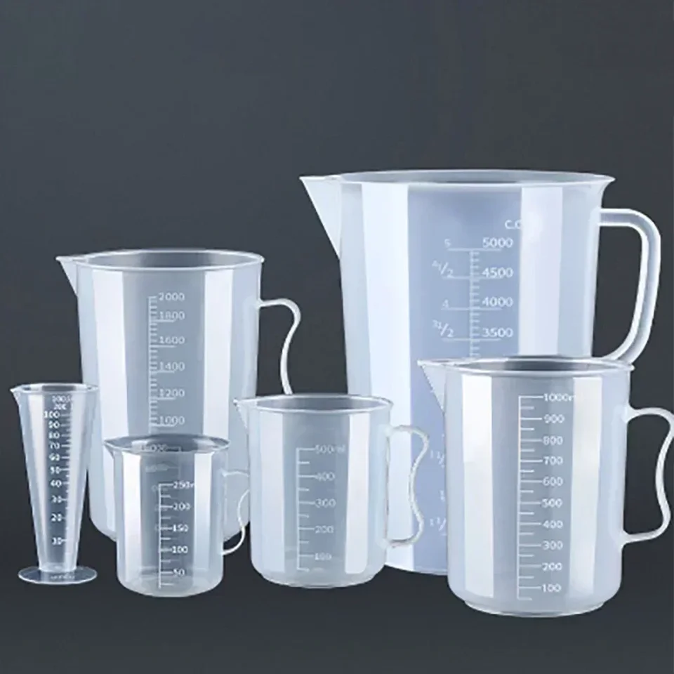 Merací pohár 250/500/1000/2000/5000 ml meracie džbán plastové kadičky Transparentné ľahké opakovane použiteľné plastové pohár