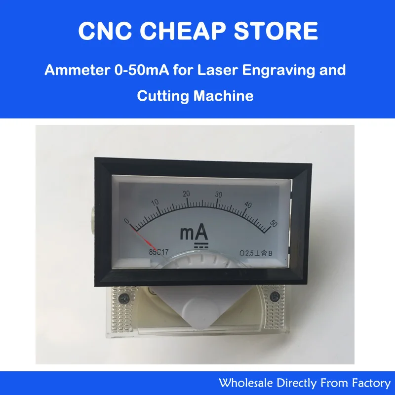 Meranie 85C17 DC 0-50MA Analógový panel merač panelu Amperemeter DIY CO2 Laserový strih