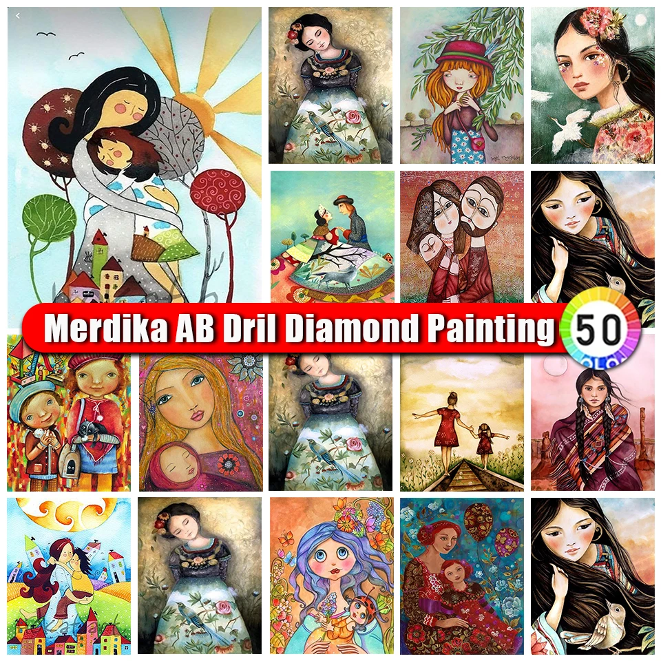 Merdika zips taška ab diamantové maľba dievčina Art obrázok Plné diamantové výšivky karikatúry DIY krížový steh mozaika set domáci dekor
