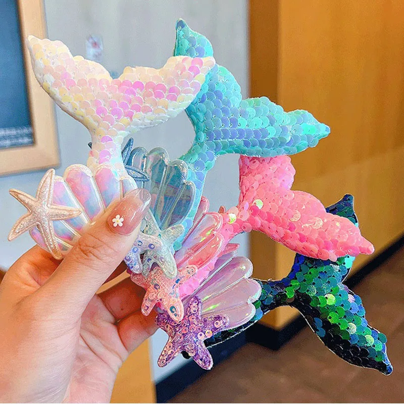 Mermaid Tail Hairpin Seashell Cuil Cartoon Hviezdna čelenka čela čela čela Hairpin Little Mermaid Všetko najlepšie k narodeninám Decor Deti