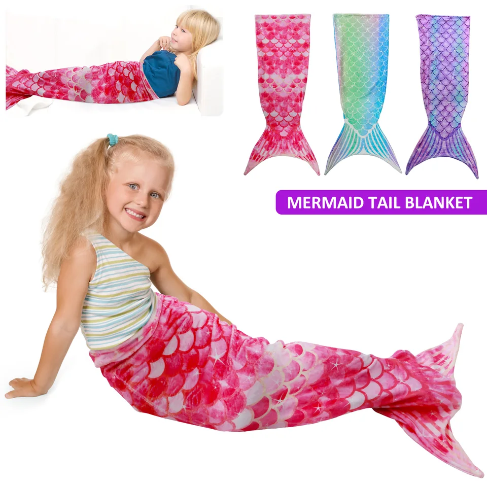 Mermaid Tail prikrývka ultra mäkký flanel spanie prikrývku na rybu Spaec vrecko Pohodlné morská panna chvost