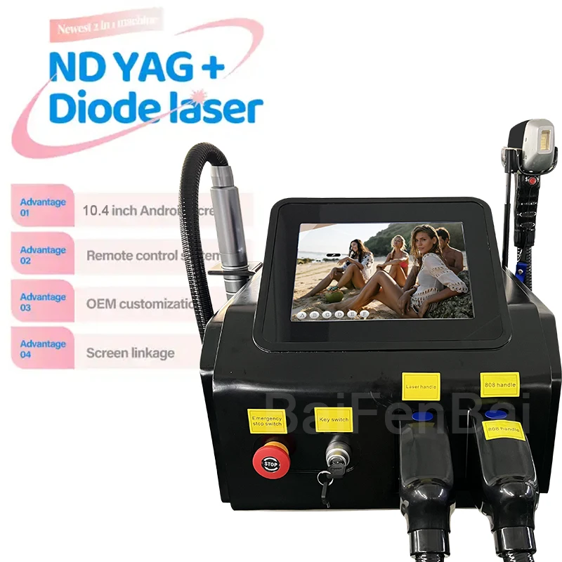 Mesin Penghilang Bulu laser Dioda 2 v 1 808nm 755 808 1064 nm Untuk Mesin Penghilang Bulu Cepat Laser Penghilang Tato nd Yag