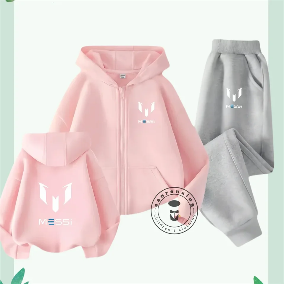 Messi Hoodie Detský odev Spring Fall Fall Dlhý rukáv s kapucňou zipsová mikina Sportswear Boys