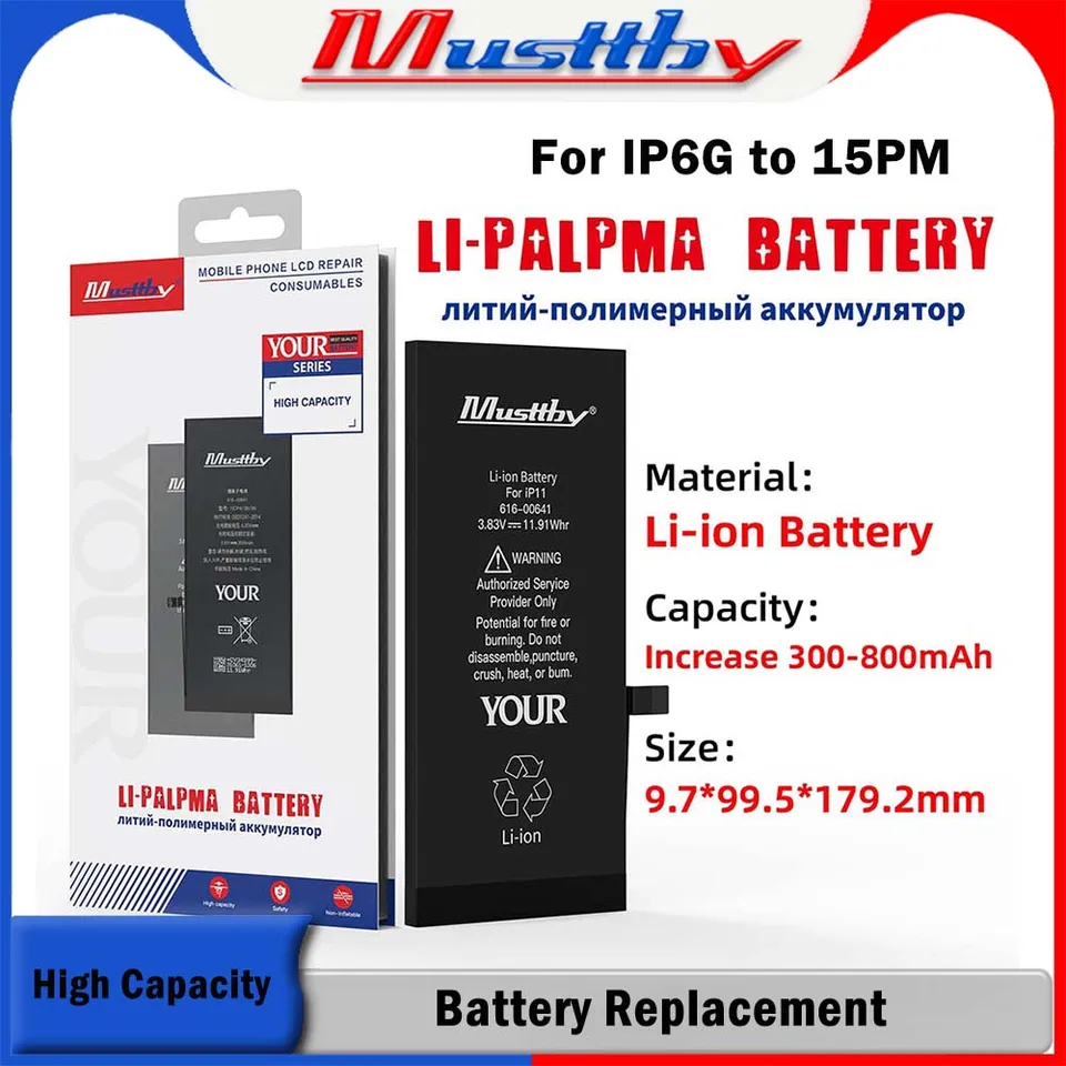 Mestby 2pc 100% OEM skutočná výmena dobíjateľnej batérie pre Apple iPhone 11 12 13 14 15 Pro Max Bateria Part