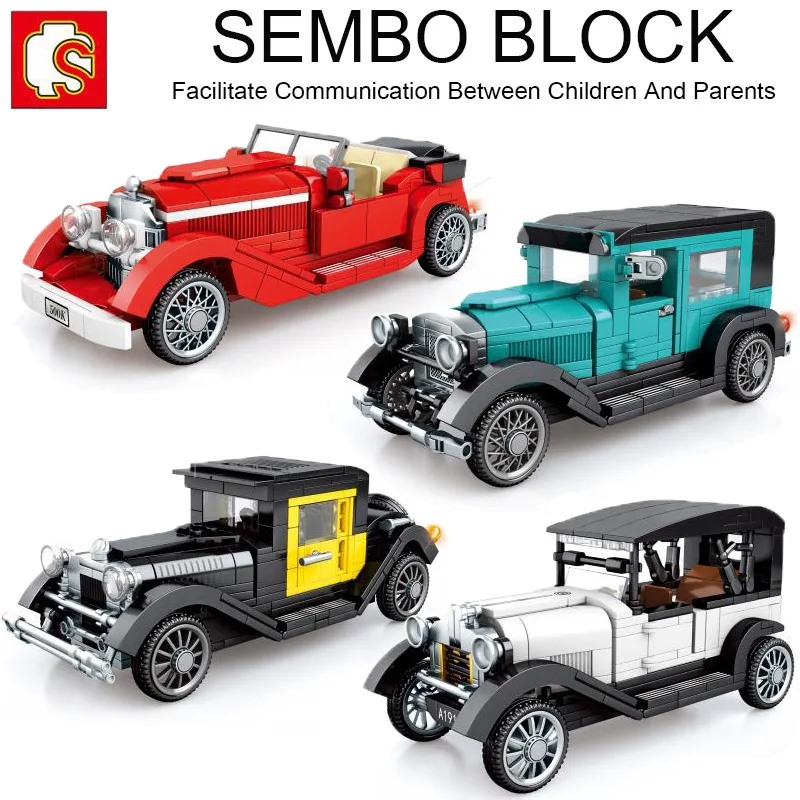 Mesto Mechanic Classic Car MOC MODEL BRICKS High-Tech Classical Convertible Racing Building Blocks Hračky pre dieťa