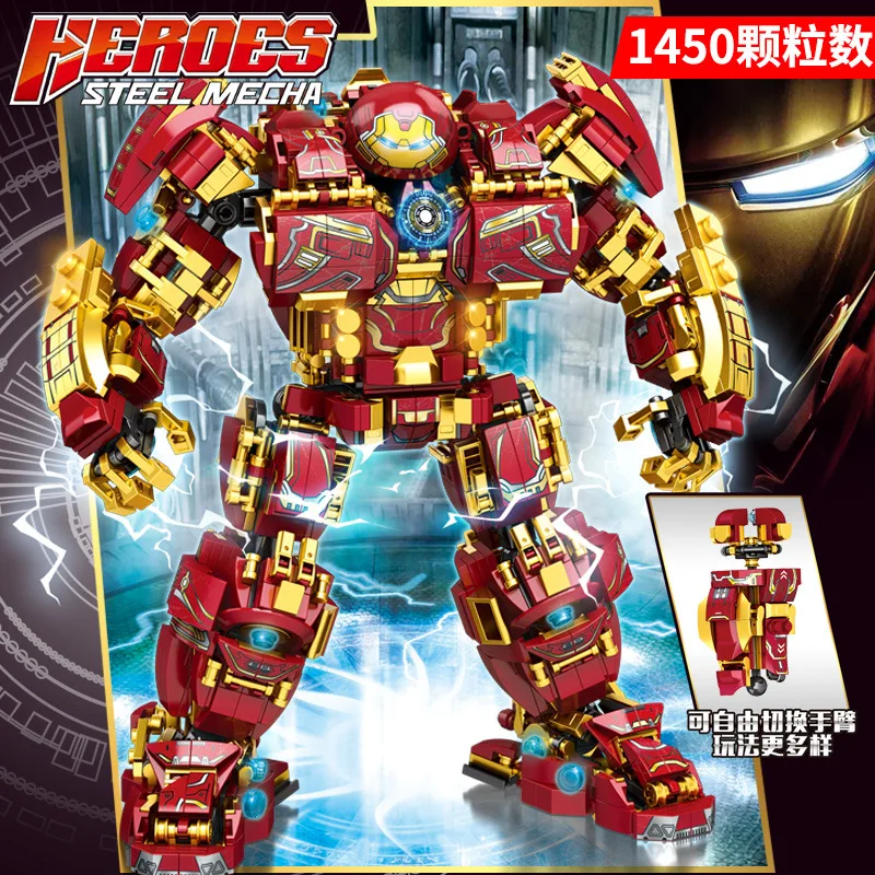 Mestská vojna Avengers Marvel Iron Man Movie Super Armour Robot Building Blocks Warrior Mecha postava zbrane hračky pre deti darčeky