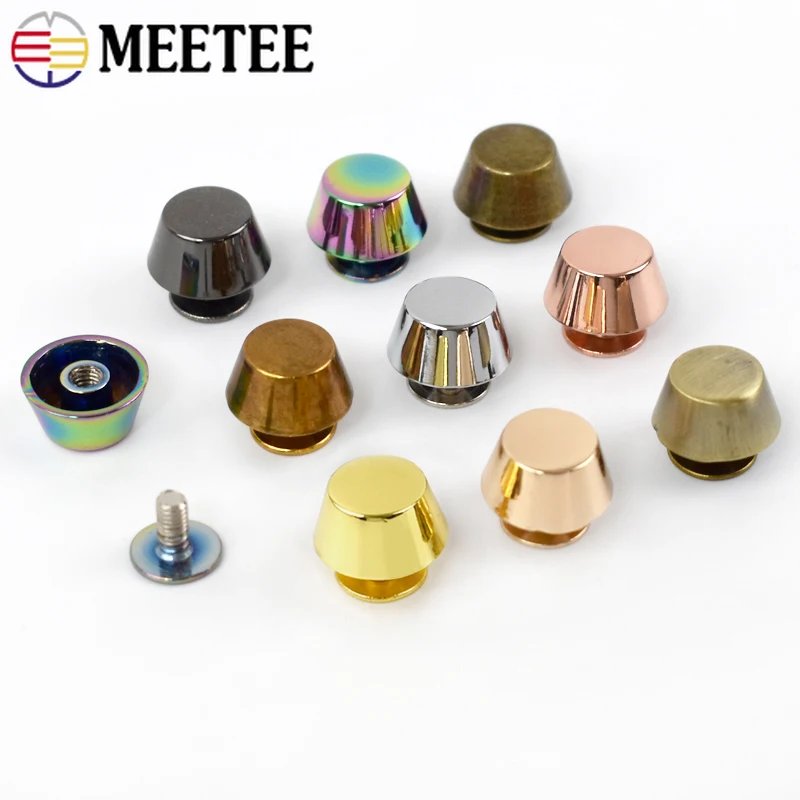 Metal 10-50ks kovové pracky pre popruh kabelky Spodné nohy Klince Tvar Ploché cvočky Screck Nivets s kabelkou kožené remeslo