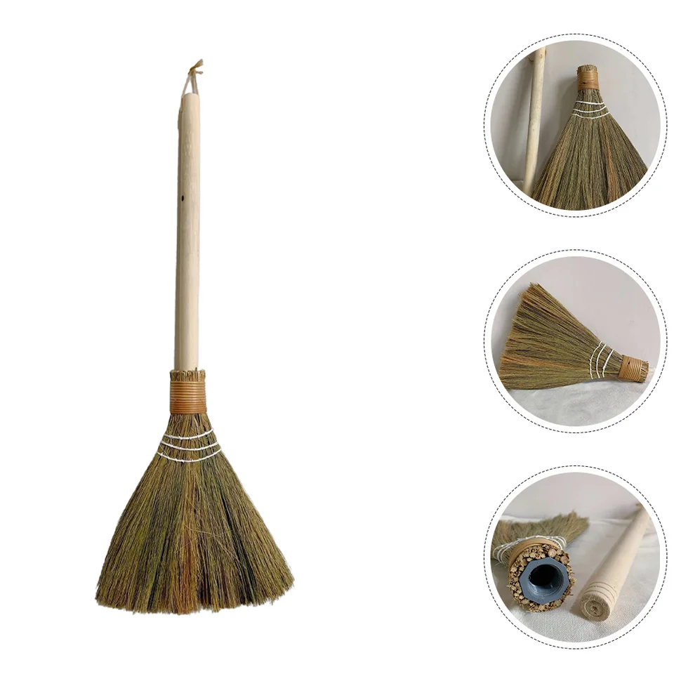 Metla stolové čistenie Malé krátke rukoväte domáce metly ručne vyrobené miscanthus stôl tkaný prach