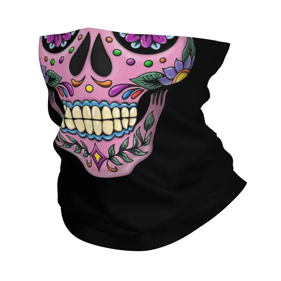 Mexická lebka Catrina Bandana Cover Cover potlačená španielska maska ​​Balaclavas Mask šál teplý pokrývku hlavy rybárske unisex dospelé zima