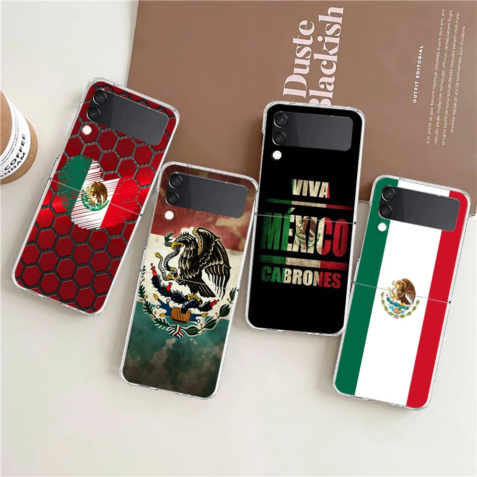 Mexico Flag Puzdro pre telefón Samsung Galaxy Z Flip 3 4 5 6 Transparentný záhyby vysoký tvrdý obal na PC pre Galaxy Z Flip 3 5 6 Clear Cover