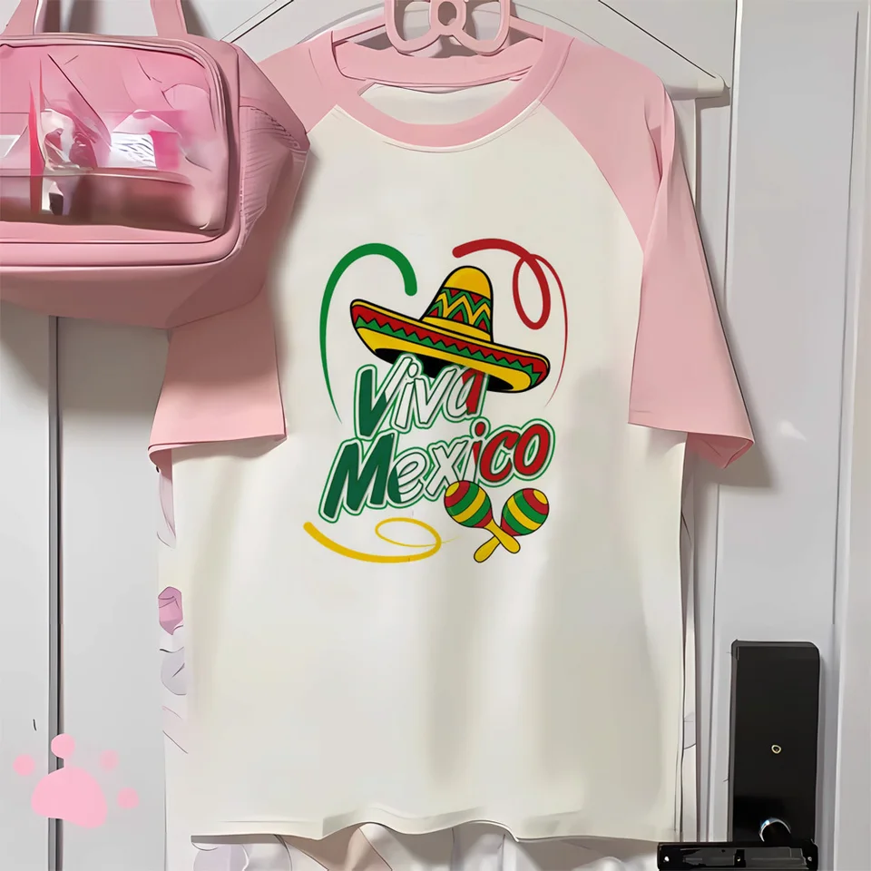 Mexico T tričko Dámske grafické elegantné elegantné Y2K T tričko Girl Manga oblečenie