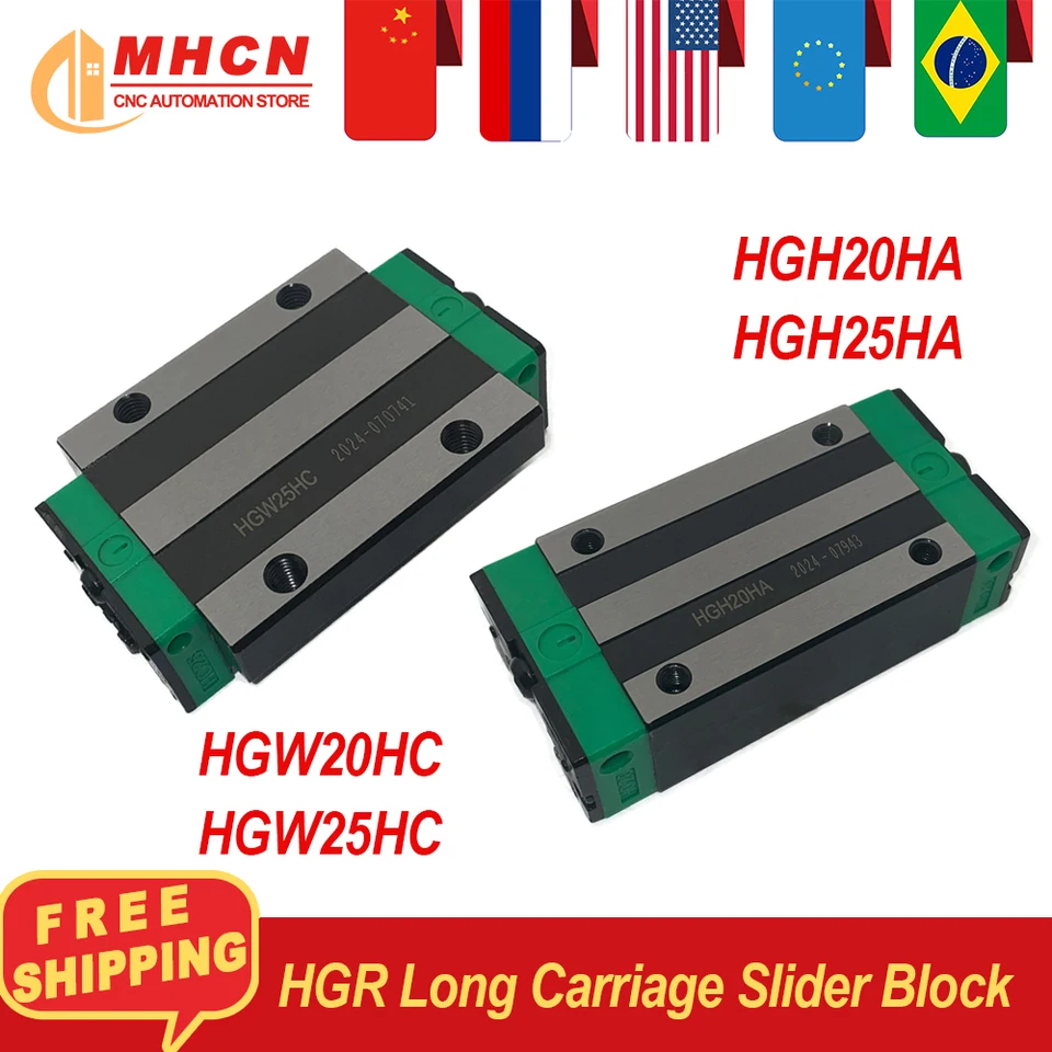 MHCN 1PC HGH20HA HGW20HC HGH25HA HGW25HC Predĺženie bloku Presnosť Square Rail Slider Carriages pre CNC časť
