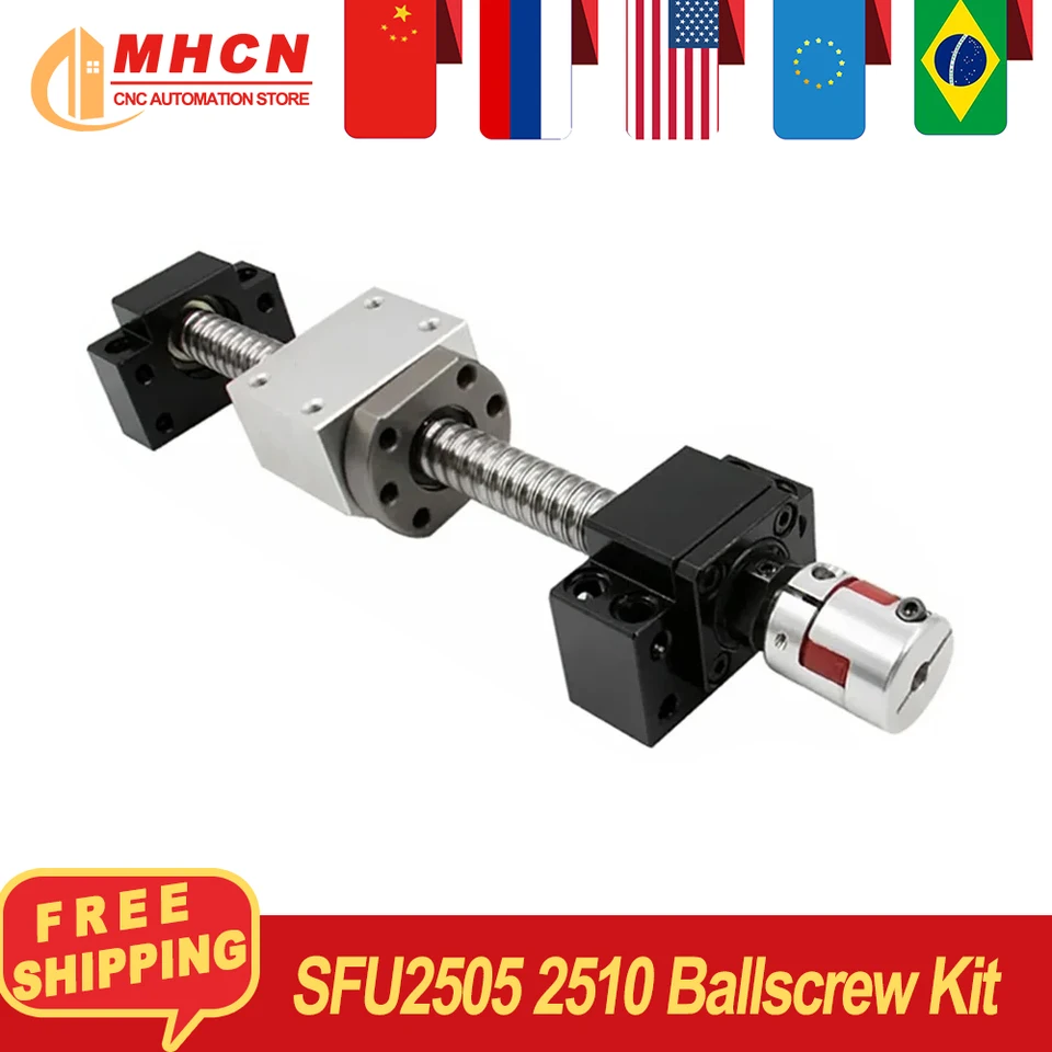 MHCN DIA 25 mm loptová skrutka Súprava SFU2505 / SFU2510 200-1000 mm C7 + BK20 BF20 + DSG25H + spojenie pre smerovač CNC
