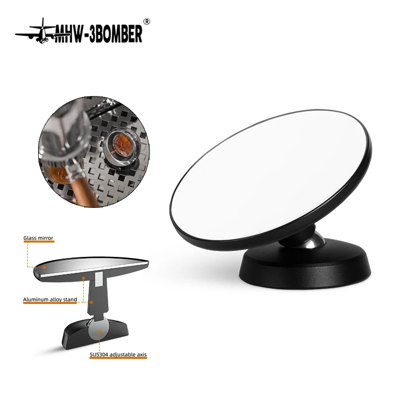 MHW-3Bomber Espresso Shot Mirror pre bez dna Portafilter 360 ° nastaviteľné reflexné zrkadlo Elegantné príslušenstvo kaviarne