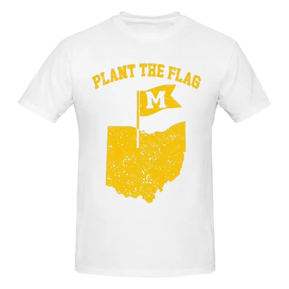 Michigan Plant The Flag Michigan mapa Men Tričko Klasické nadmerné tričká Pánske okrúhly krk bavlnené odpaliská krátky letný muž