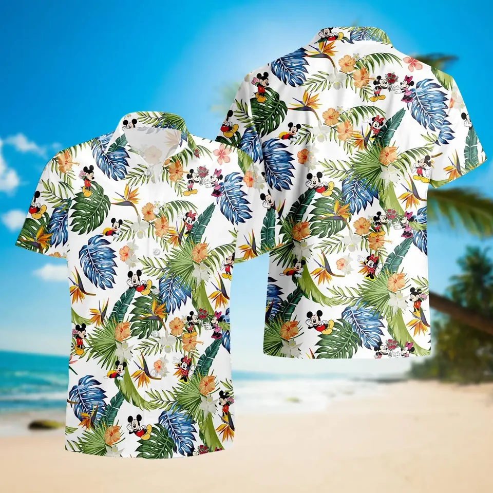 Mickey a Minnie Mouse Cartoon Hawaiian Men Men Disney Hawaiian Tirla