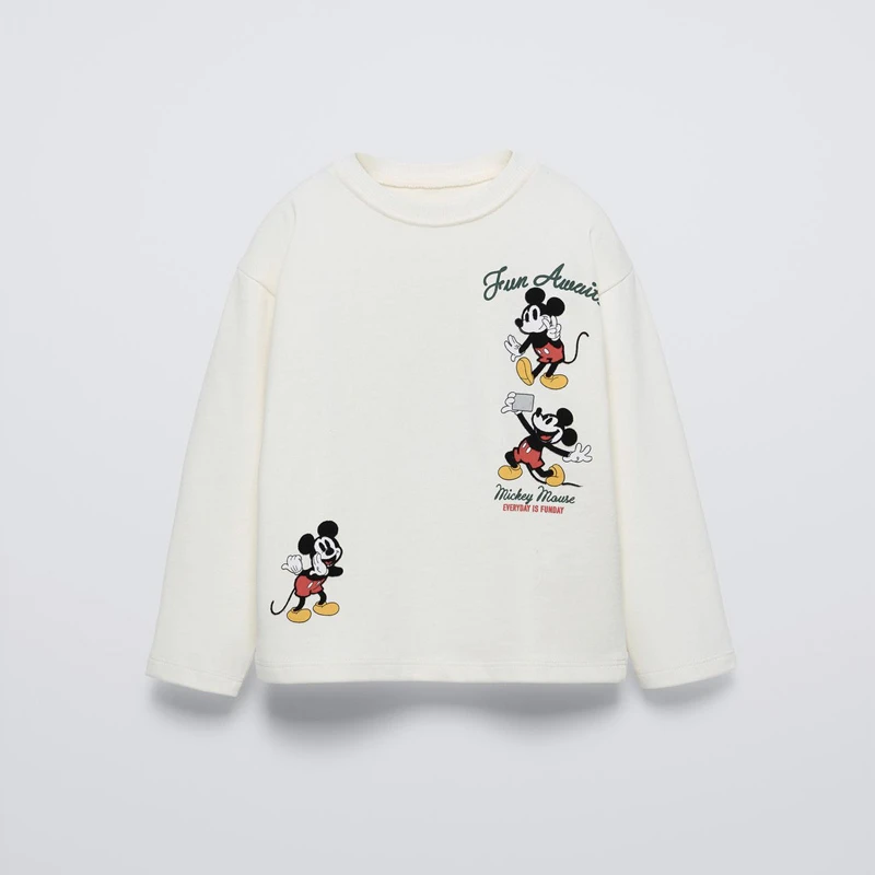 Mickey Blouse Boys oblečenie 2025 jar Nové tričko s dlhým rukávom Detské oblečenie Trendy Brand Detská ležérna základná košele O-Neck
