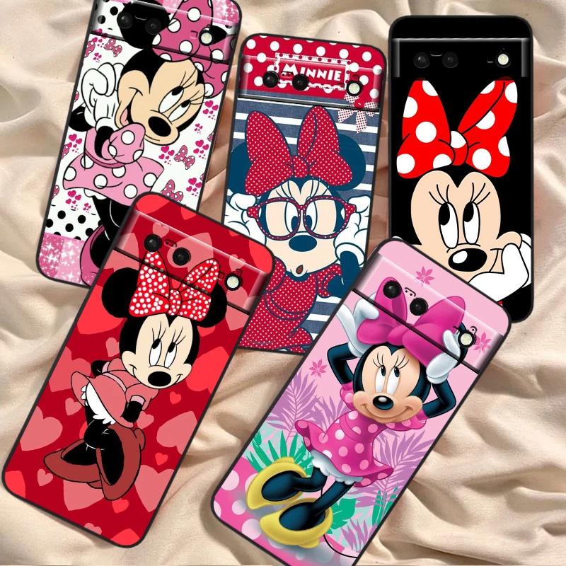 Mickey Minnie Mouse Cartoon pre Google Pixel 8 7a 7 6a 6 5a 5 4A XL 5G 5G Čierny kremíkový nárazový kryt shelly Puzdro