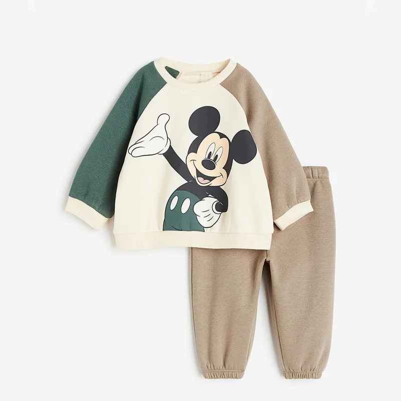 Mickey Pattern Boys oblečenie mikina oblečenie jeseň voľné móda Populárne detské obleky s dlhým rukávom detské detské súpravy
