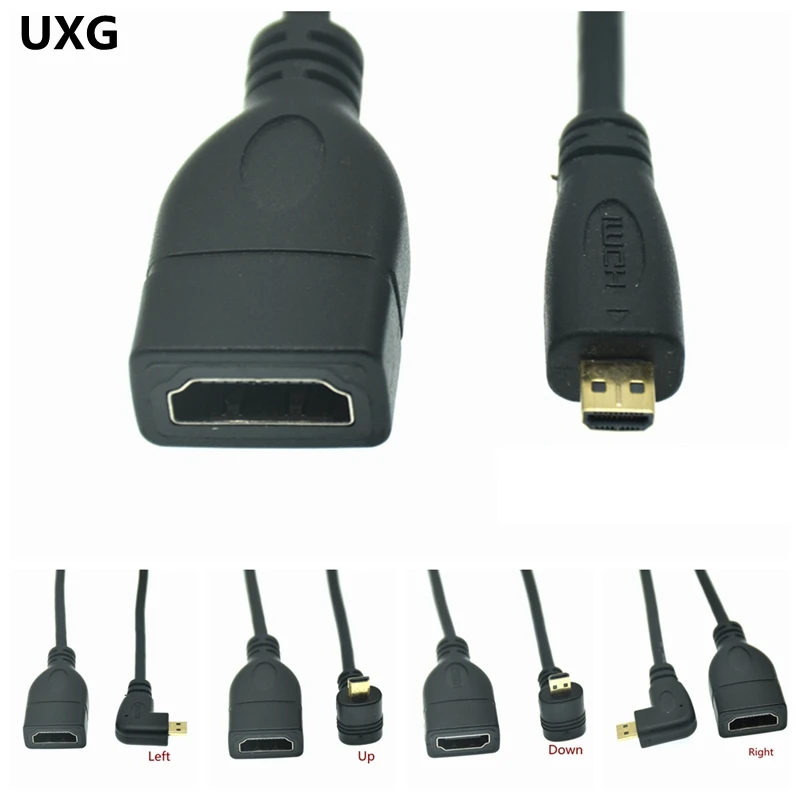 Micro HDMI samec na HDMI kompatibilný ženský adaptér Kábel Adaptér Zľava vľavo Uhol 90 stupňov HDMI CONVERTER CODE pre projektor HDMI
