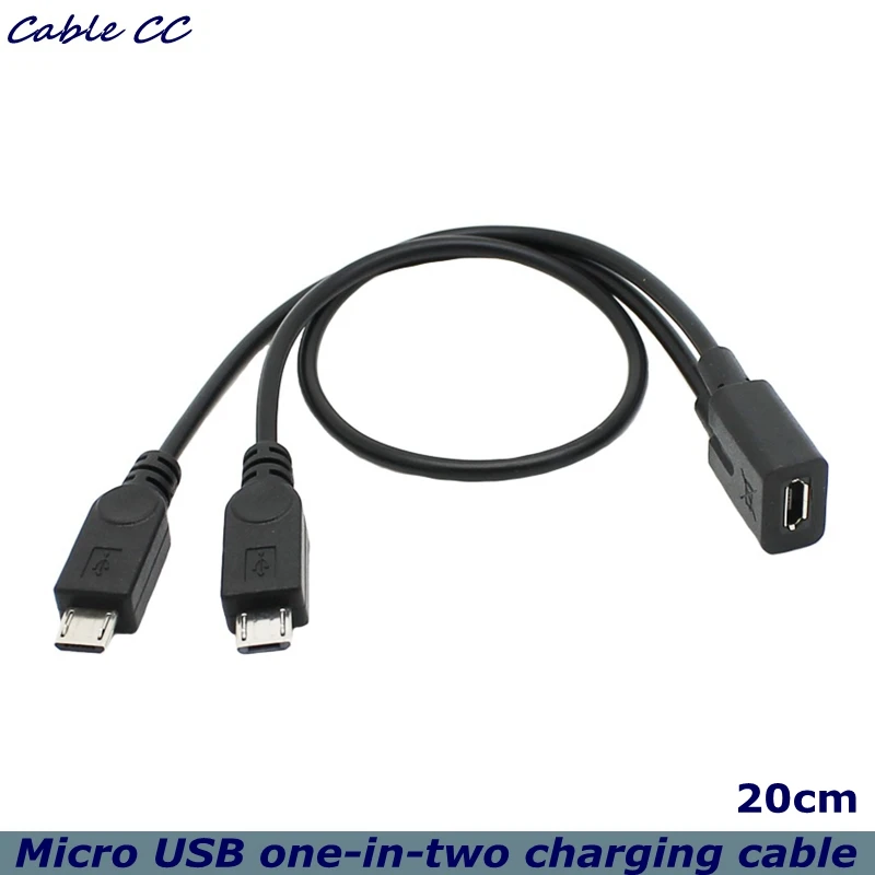 Micro USB 2.0 Splitter y 1 Žena až 2 predlžovací kábel na nabíjanie dátového nabíjania pre telefón vysokej kvality synchronizačného kábla