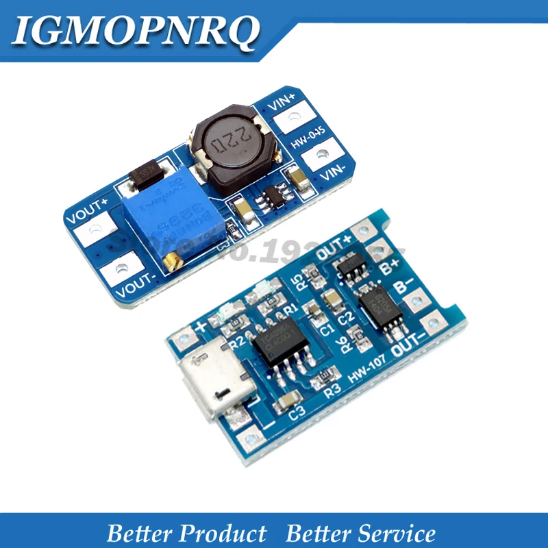 Micro USB 5V 1A 18650 TP4056 Littium Battery Modul nabíjacia doska s ochranou + MT3608 2A DC-DC Step Up Converter