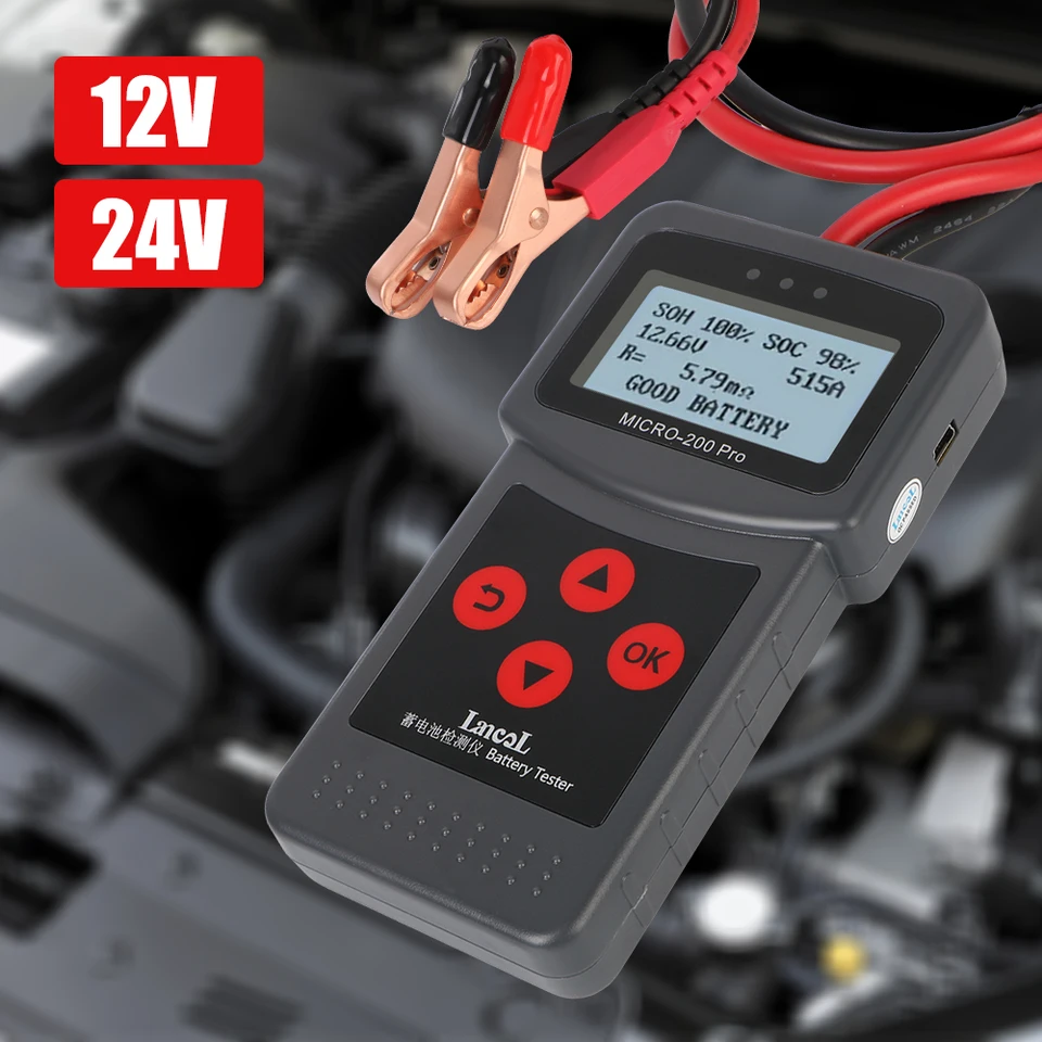Micro200Pro Capacity Tester Tester Auto príslušenstvo 12V tester batérií pre garáž pre automatické nástroje