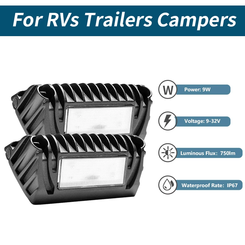 Mictuning 2ks RV exteriér LED veranda Utility Light 12V 750 Lén markízy Svetlá náhradné osvetlenie pre kempery prívesov RVS