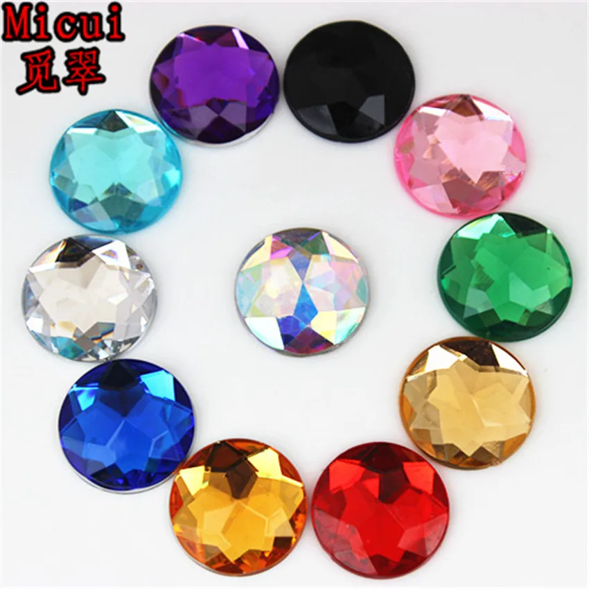 MICUI 30ks 18 mm okrúhle skamnostné kryštály Akrylové kamienky Flatback lepidlo na drahokamoch Strass Stone For Chlews Craft MC158