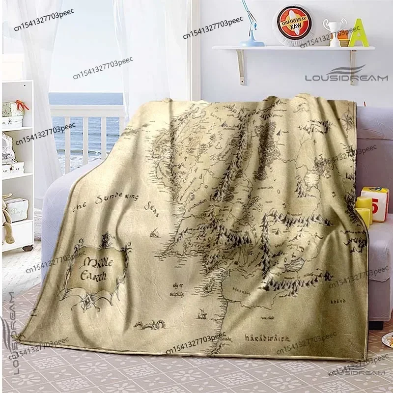 Middle Earth mapa prikrývka super mäkká flanel prikrývka ľahká teplá plyšová posteľ prikrývku obývacia izba pohovka domáci dekor