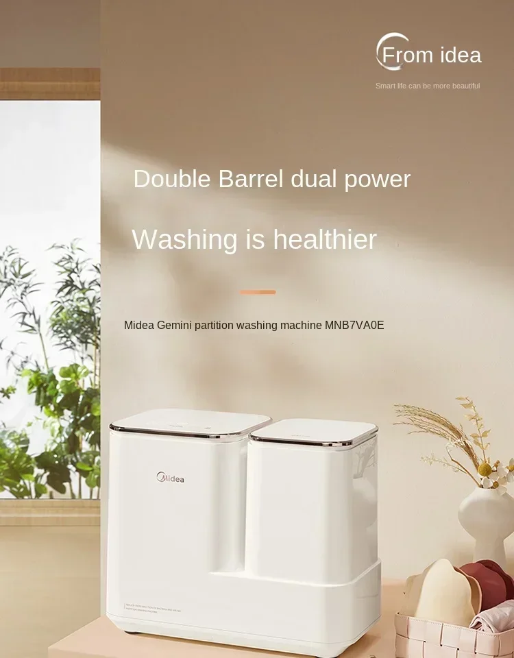 Midea Gemini spodná bielizeň Double Bucket DeCet Práčka malá domáca detská špeciálna automatická ponožková práčka