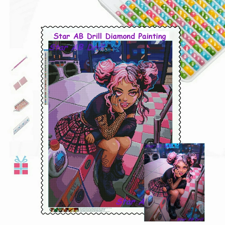 Midnight Laundromat 5D DIY Diamond Art Paľba Nové fantasy girl plagát výšivok krížový steh sit