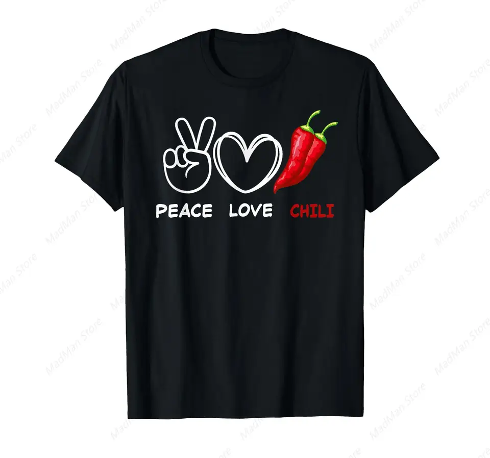 Mier Love chili papriky červené horúce pikantné korenie Jesť tričko pre mužov Ženy bavlna Top odpalisko