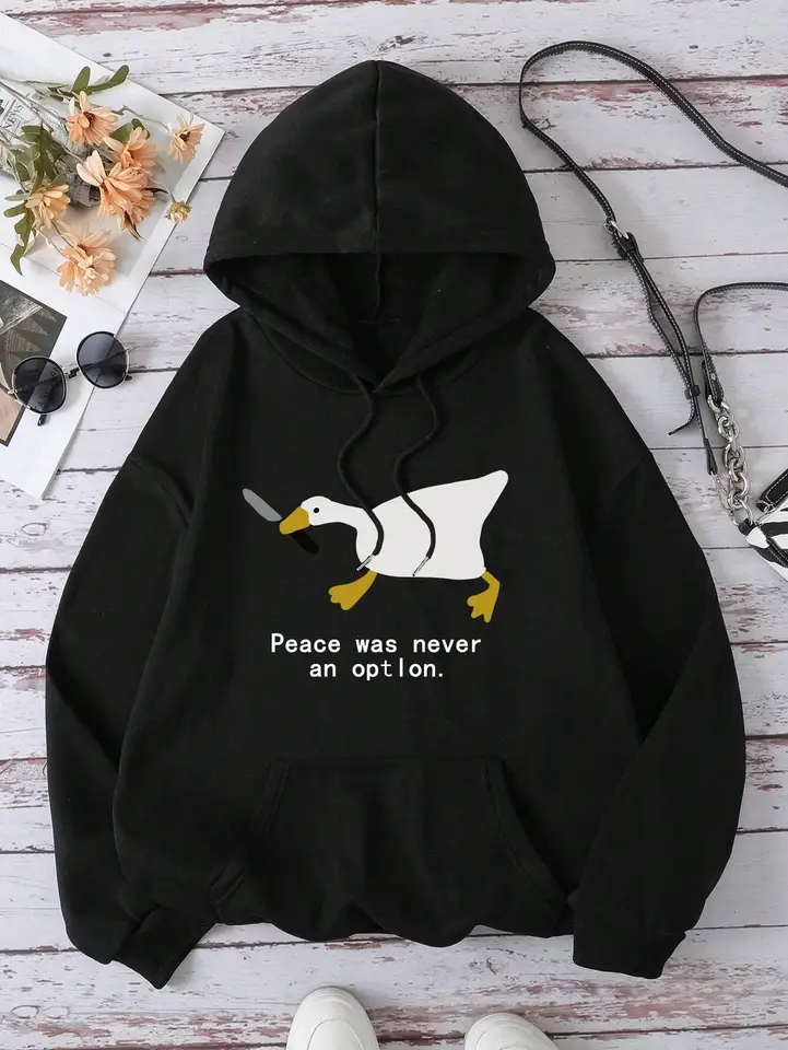Mier nikdy nebol Opton Funny Duck Men Hoody Simple Fleece Autumn Strieška Street Crewneck Hooded Hipster Nadixize Pullover