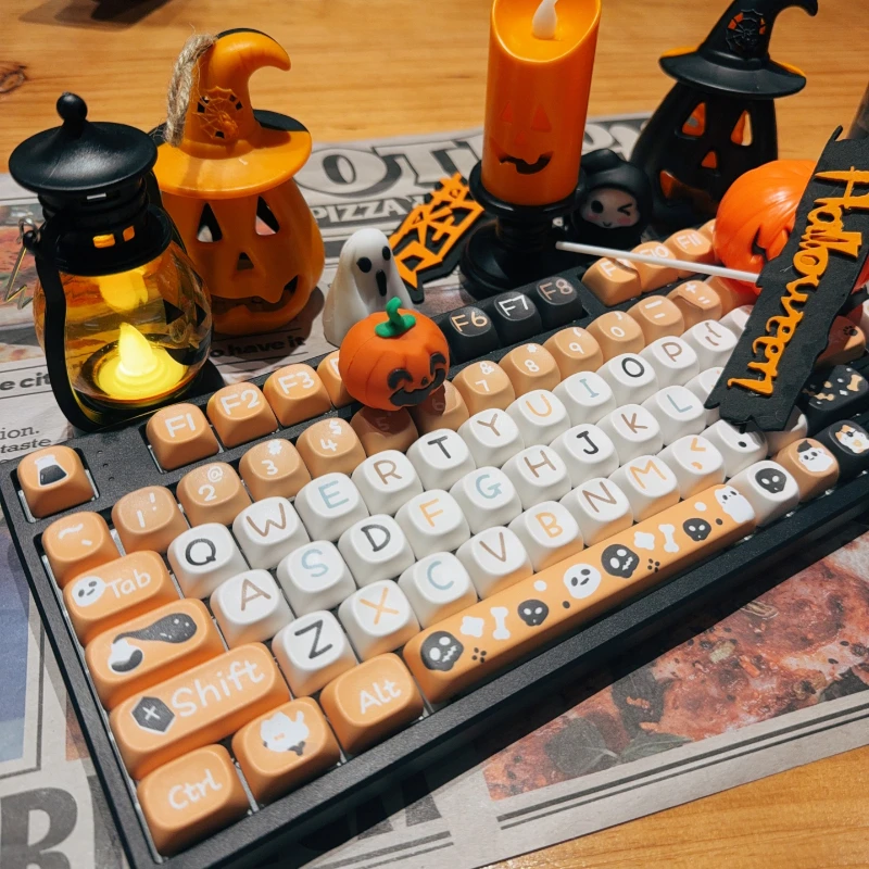 Mifuny Cute Halloween Téma Keycap 135Keys PBT XOA Profil Cartoon Hering Keycaps pre mechanické klávesové doplnky Darčekový hráč Darček