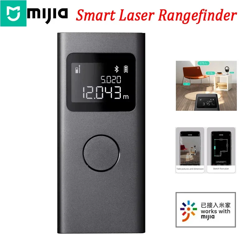 Mijia inteligentný laserový diaľkomer v reálnom čase merač vzdialenosti LCD Displej laserového rozsahu vyhľadávačku