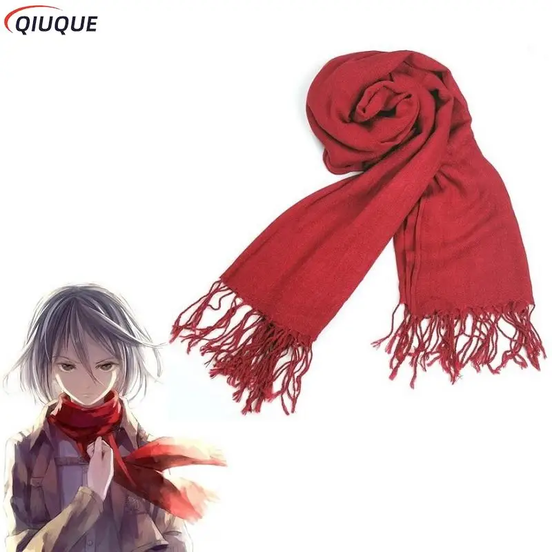 Mikasa ackerman cosplay šál japonský anime šingeki no kyojin červený denný denný náhodný šat
