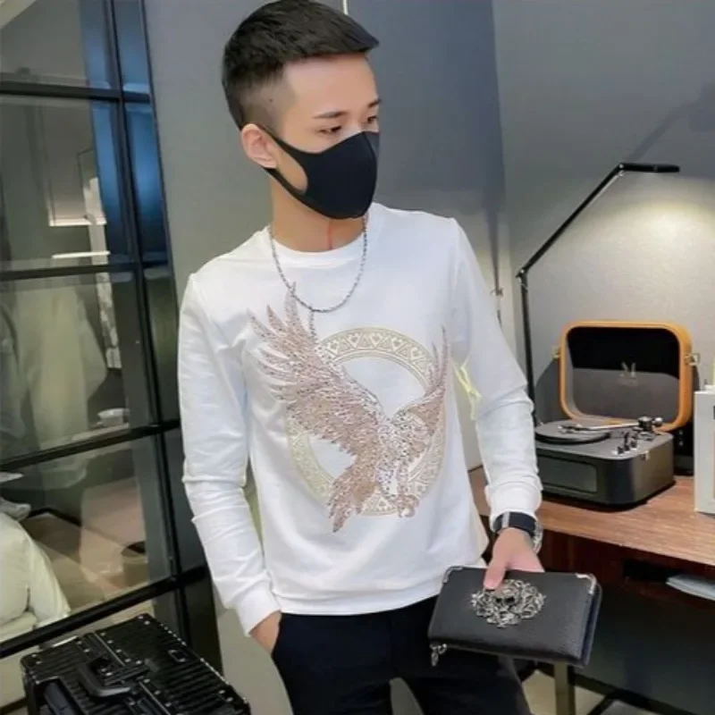 Mikina 100℅ bavlnená módna trendy 2024 Mužský pullover Slim Fit Tight Pánske tričká Streetwear Spring Spring Full Ruckve Funny Emo