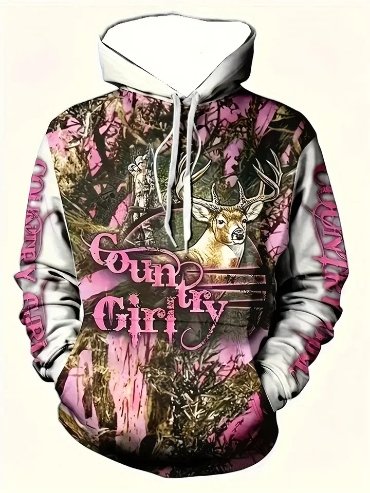 Mikina Men Deer 3D tlač mikiny pre mužov s kapucňou Y2K Hoodies Príležitostné pullové oblečenie ulica Outdoor top Pánske oblečenie