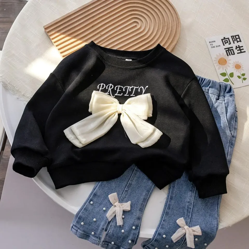 Mikiny a mikiny pre dievčatá Detské oblečenie s dlhými rukávmi Tops Tops Lhow Casy Outerwear Loungewear outfit （Iba 1ks top）