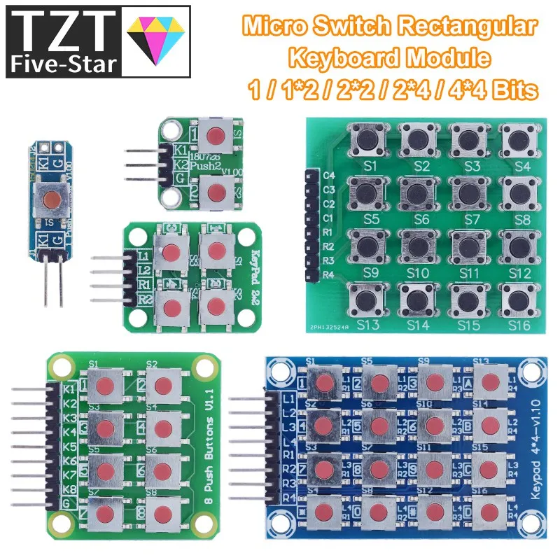 Mikro prepínač 1*2/2*2/2*4/4*4 MATRIX Klávesnica 8-bitové tlačidlo Nezávislé tlačidlo MCU Externá externá expanzná klávesnica pre Arduino