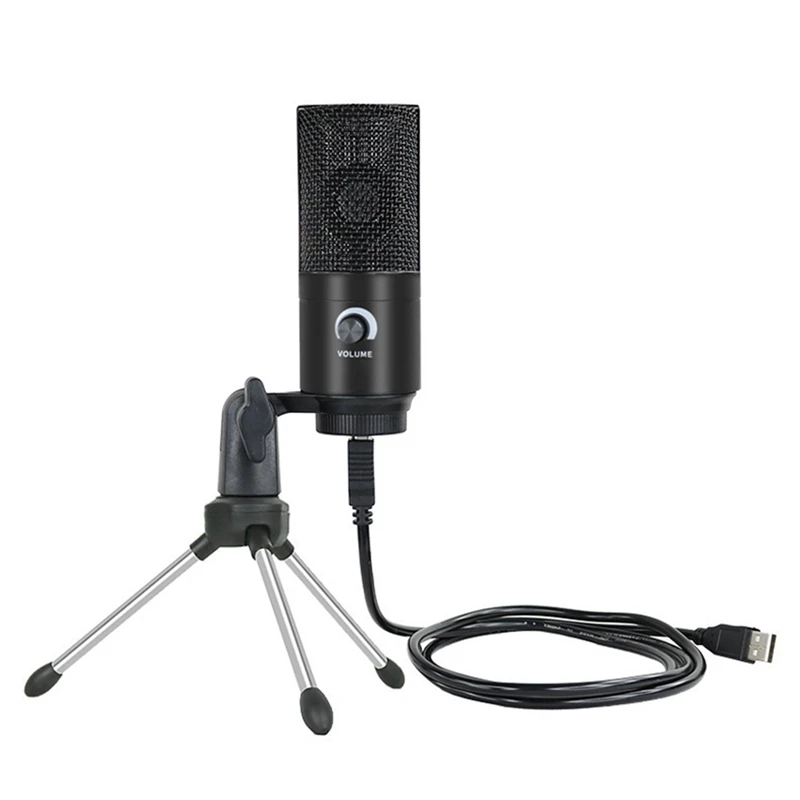 Mikrofón kondenzátora USB s mikrofónom s mini statívom a získaním gombíka pre hier pre prenosné počítače PC Prehrávanie nahrávania hudby