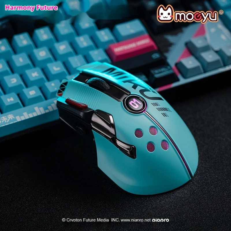 Miku Anime tematická bezdrôtová myš Dual Mouse Ovládanie rytmu exkluzívneho ovládača Multifunkčné RGB osvetlenie Prispôsobené ovládač