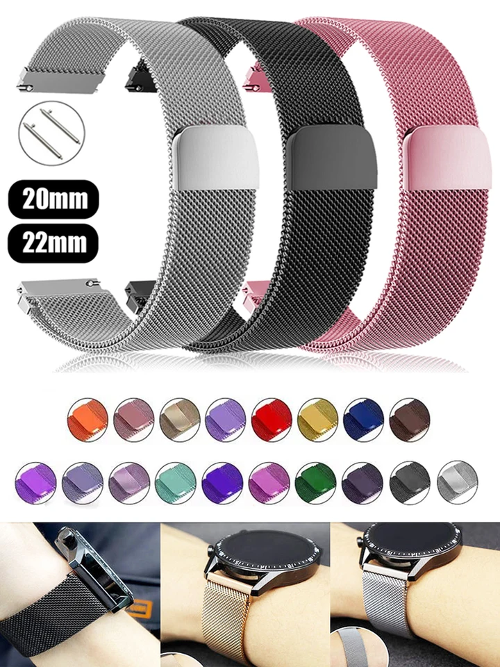 Milanese Loop Band pre Samsung Galaxy Watch 5-Pro-6-4-Classic/Active 2 20 mm 22 mm kovový magnetický náramok Huawei GT 4-3-2e