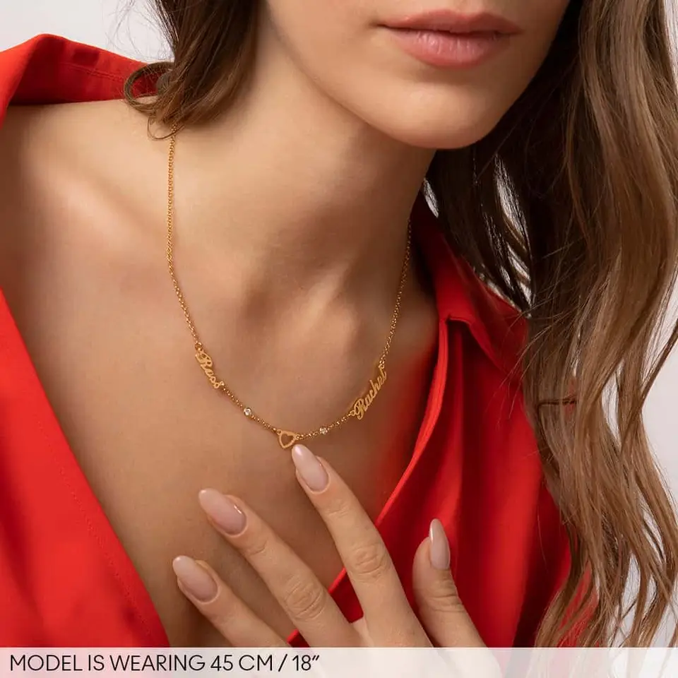 Milenci srdečný názov náhrdelník Diamanty 18k zlaté pokovovanie vlastný kameň Názov prívesok dvojité meno náhrdelníky darček pre mamu šperky