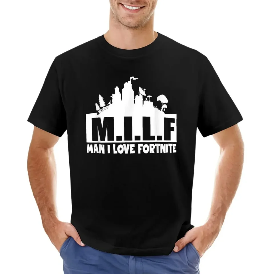 MILF MAN Milujem hru Fortnite Funny Sarcasm Tričko čierne grafiky colné majstrovstvá šampión tričká